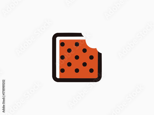 Delicious orange cookie with chocolate chips and a bite taken, perfect for snack time, sweet cravings, and yummy treat designs