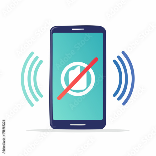 Smartphone with a mute symbol, indicating silent mode or do not disturb function.