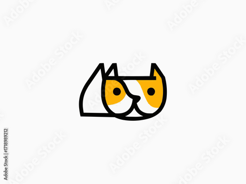 Playful cat logo design, modern minimalist pet symbol for vet clinic or playful brand, animal friendly, cute and modern pet icon