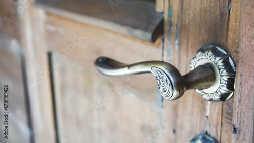 Wallpaper Mural Classic Ornate Door Handle on a Weathered Wooden Door Torontodigital.ca
