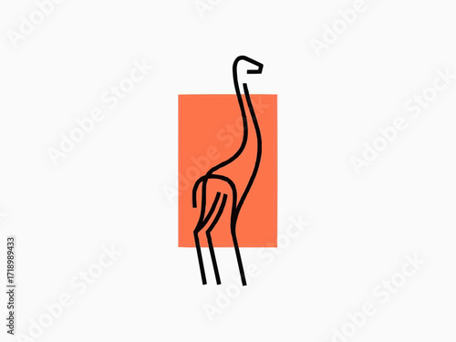 Elegant llama silhouette art with vibrant orange block, modern minimalist design, perfect for branding and decor