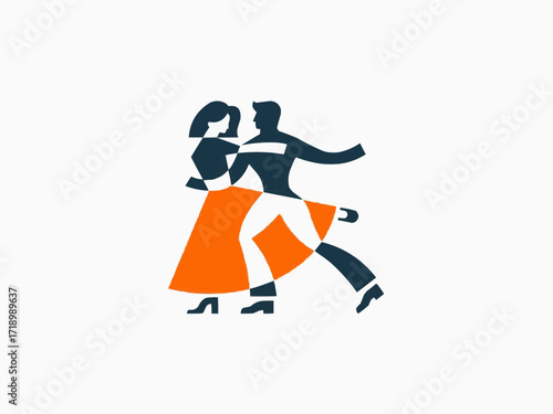 Dynamic couple dancing with elegant movement and vibrant energy, capturing rhythm and passion beautifully.