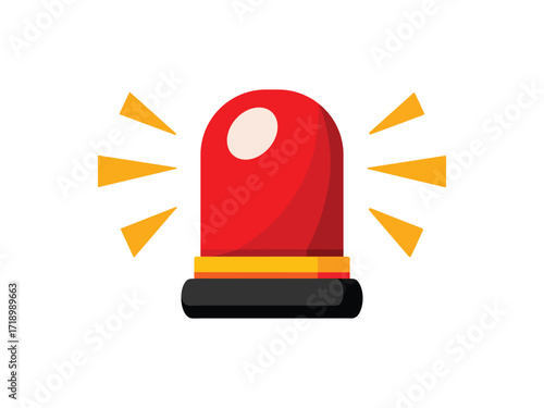 Red alarm siren icon. Emergency light icon for police, ambulance or urgency signs, safety alerts, and emergency notifications. 