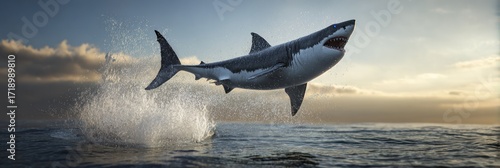 Great white shark jumping