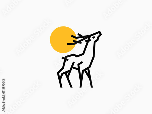 Majestic stag silhouette reaches for golden sun, symbolizing nature's power and wild freedom
