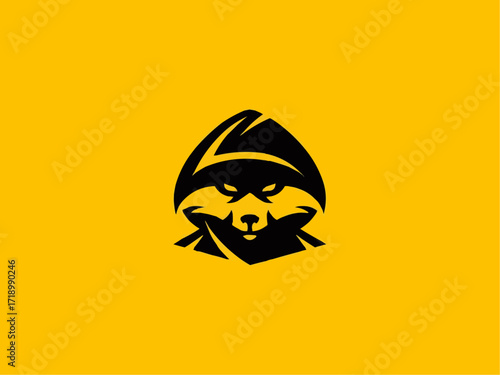 Dynamic black wolf head logo with fierce eyes and sharp features, perfect for modern brands seeking bold identity.