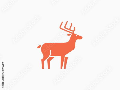 Elegant orange deer silhouette standing gracefully, perfect for nature logos and branding