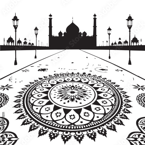 Black Diwali & Rangoli Patterns  Silhouette Vector, High Quality Illustration on White Background