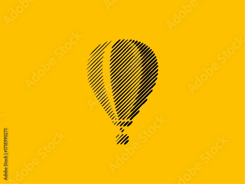 Dynamic hot air balloon icon symbolizing adventure, freedom, and exploration in a modern, minimalist style