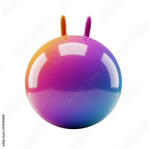Vibrant Rainbow Hopping Ball: 3D Render of Colorful Playful Toy