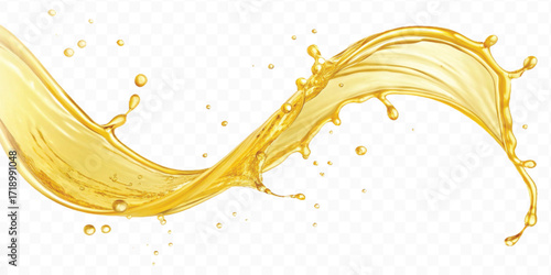 realistic smooth clean and fresh olive oil splash in curve style isolated on white background	