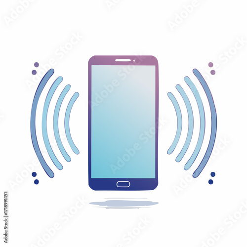 Illustration of a smartphone emitting radio waves, suggesting communication or signal.