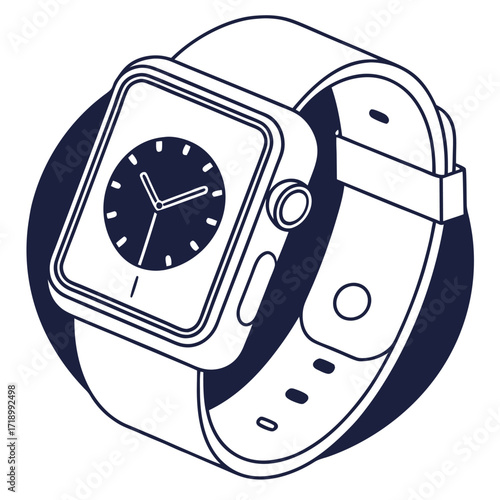 Smartwatch Icon: An iconic illustration of a modern smartwatch, capturing the essence of time, technology, and connectivity in a sleek and minimalist design.