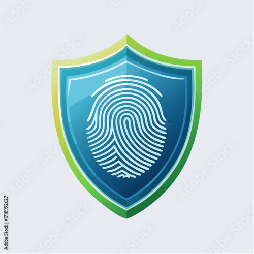 Tarcza z odciskiem palca. Koncepcja bezpieczeństwa biometrycznego i ochrony danych.