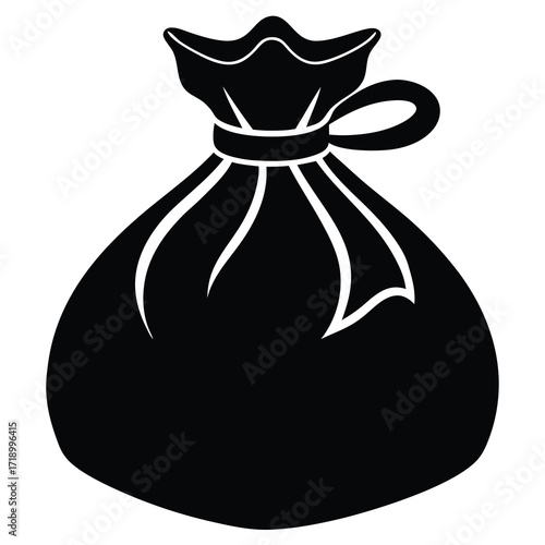santa sack open silhouette vector icon design