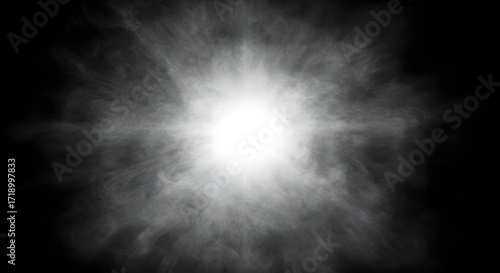 Dramatic explosion of white smoke and light creates a powerful, eye-catching effect perfect for backgrounds or visual effects projects and artistic designs