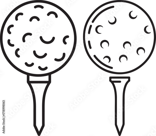Two golf balls on tees silhouette
