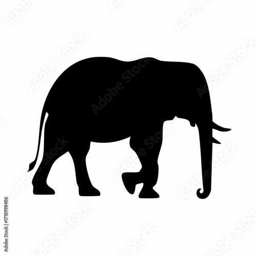 Silhouette of a majestic elephant walking, perfect for wildlife, nature, and animal projects