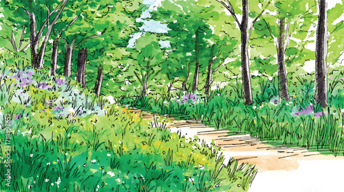 Lush forest path illustration