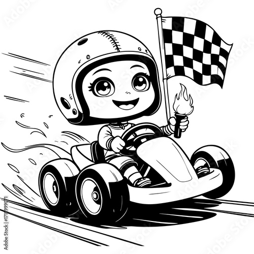 Girl Racing Go Kart