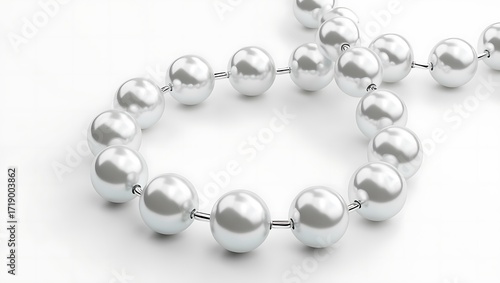 Elegant strand of lustrous white oval pearls arranged in a circle isolated on transparent background