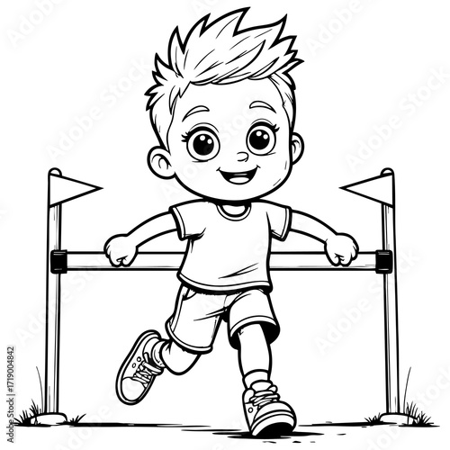 Boy Jumping Hurdle