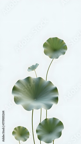 lotus leaf with water drops on green background