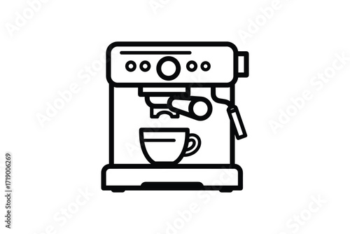 Espresso Machine Vector Illustration on Isolated White