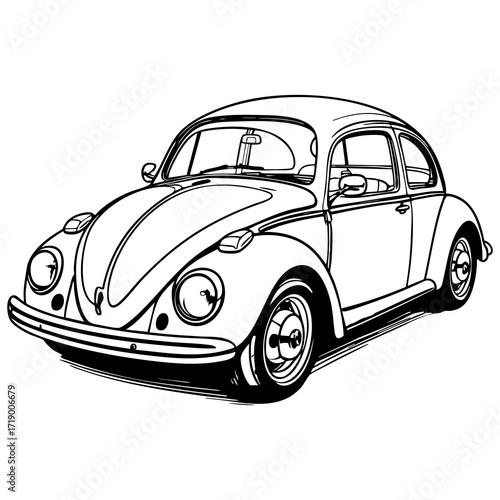 Classic beetle car drawing