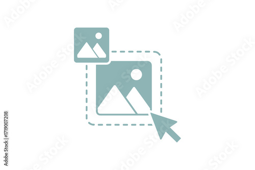 Image Drag and Drop Icon with Arrow Cursor Vector