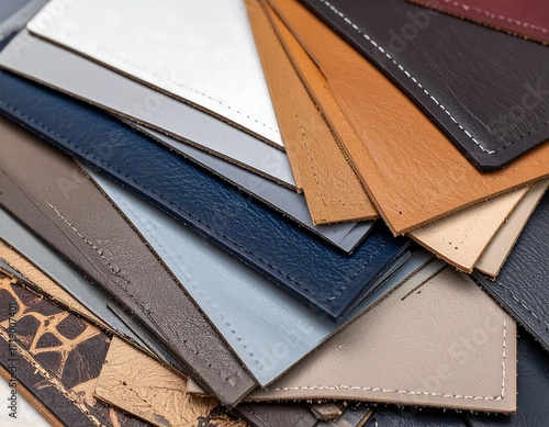 Leather swatches in various colors and textures