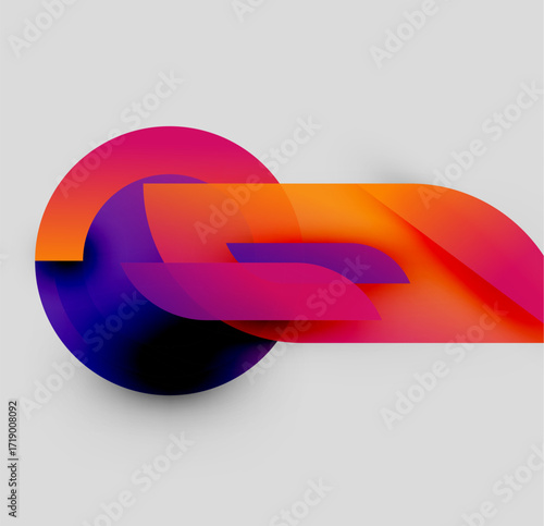 Abstract vibrant design. Fluid shapes blend, creating dynamic composition. Colors transition smoothly, evoking energy, movement. Modern aesthetic.