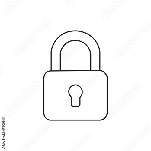 A symbolic depiction of a closed lock, emphasizing the concept of protection and privacy, rendered in a minimalist outline.
