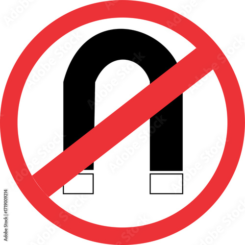No magnets allowed sign with a red circle and slash.