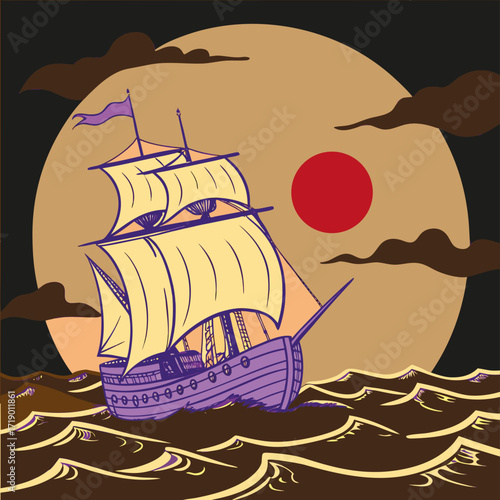 silhouette of a pirate ship