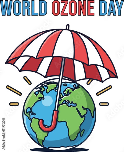 World ozone day concept with earth and umbrella promoting the protection of the ozone layer