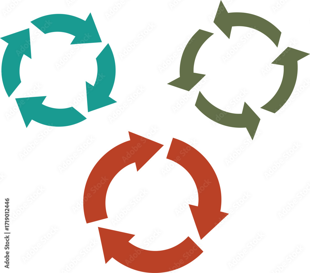 Fototapeta premium Vector Refresh and Recycle Arrow Icons, Circular Arrows Graphic for Continuous Process