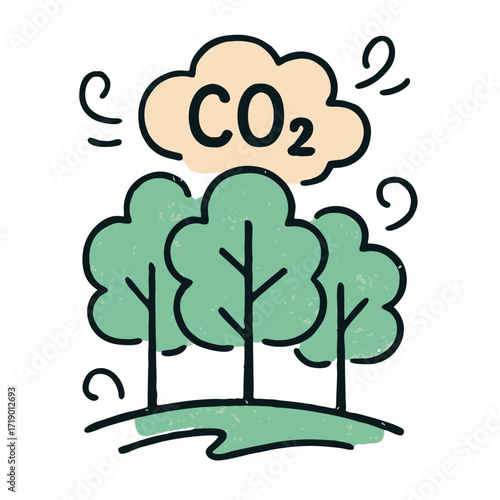 Sustainable ecology instructure Trees absorbing CO2 for a greener future, environmental protection, and carbon footprint reduction