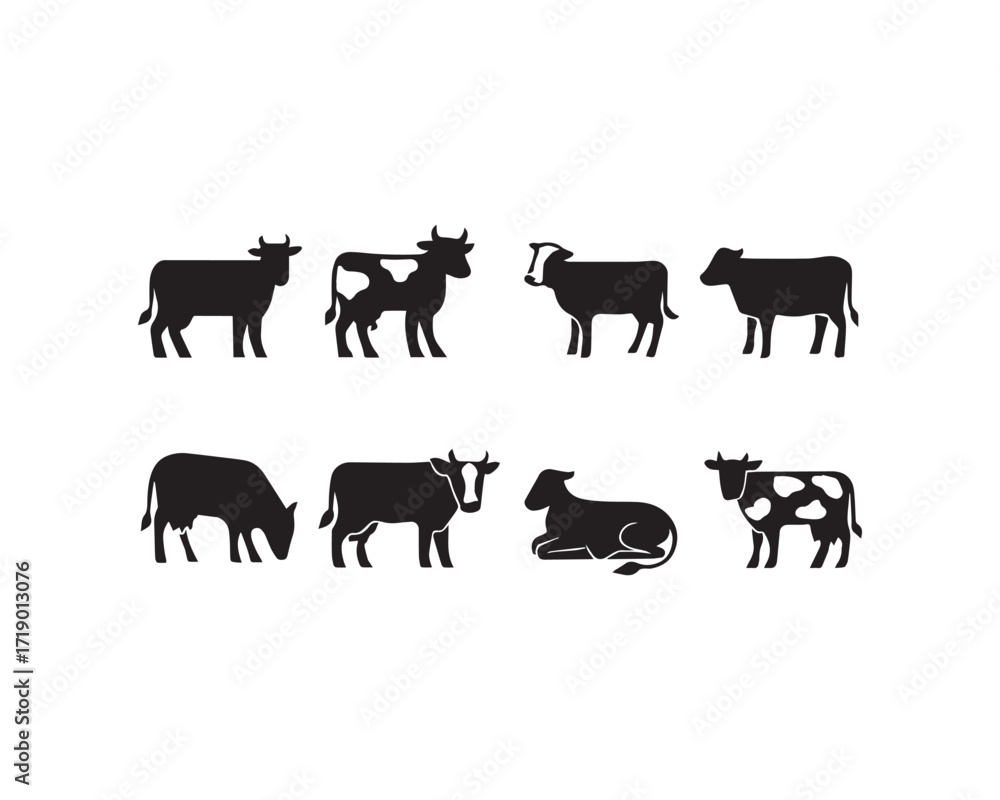 Obraz premium Cow vector icon design illustration Set