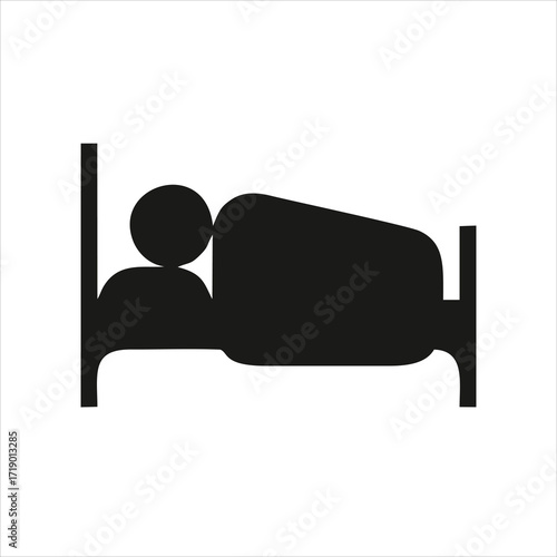 Deep sleep, man sleeping vector icon. filled flat sign for mobile concept and web design. Sleeping bed glyph icon. Symbol, logo illustration