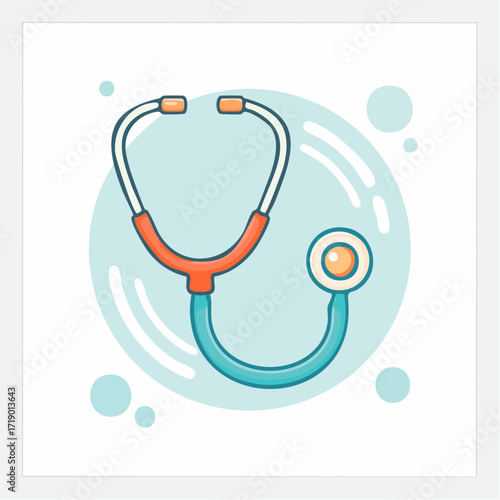 Stethoscope rests against a light blue backdrop, symbolizing healthcare and medical diagnosis with a clean and modern aesthetic.