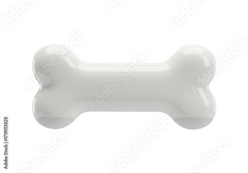 Isolated shiny canine bone, a chew toy for pet dogs or a fossil bone of a prehistoric animal