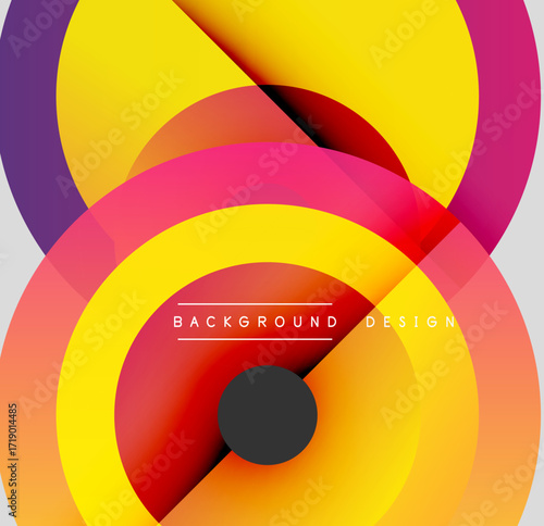 Abstract colorful layers create dynamic visual effect. Overlapping shapes suggest depth, modern aesthetic. Text reads background design.