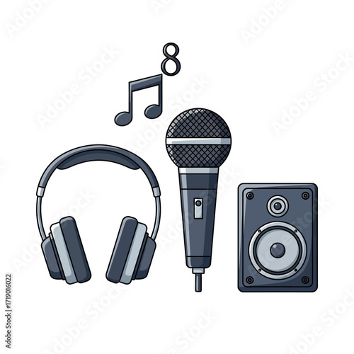 Audio Equipment and Musical Notes For Recording and Performing Songs