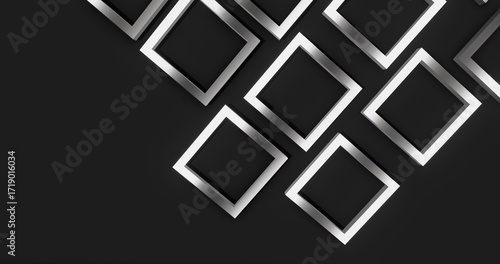 3d metal squares backgruond with black surface