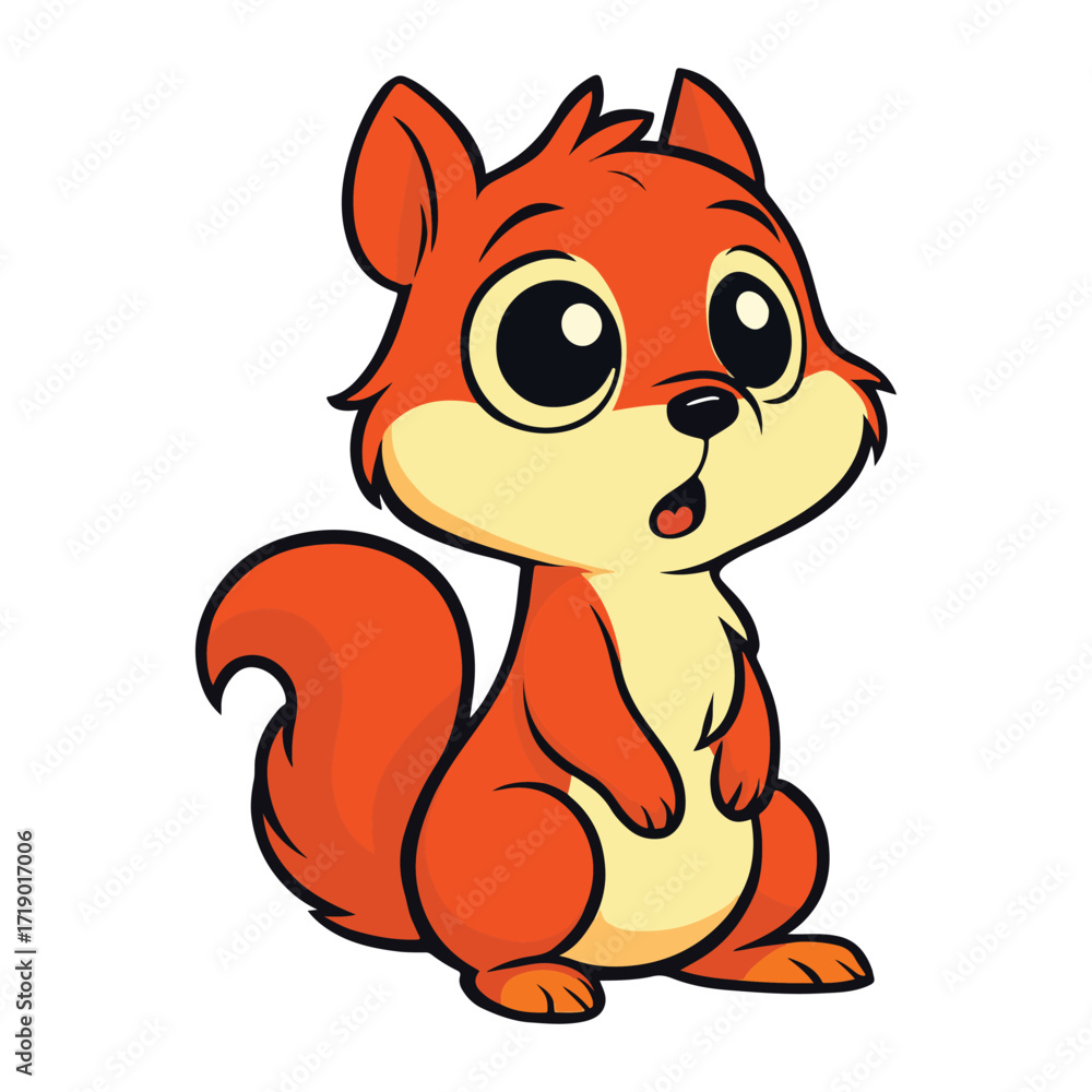 Fototapeta premium Adorable Cartoon Squirrel with Expressive Eyes