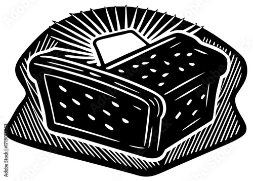 Toast Slice Silhouette with Butter, Breakfast Food SVG, PNG