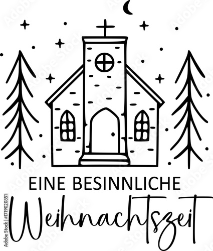 Weihnachten vector illustration christmas svg artwork with holiday elements for decorative use. Eine besinnliche Weihnachten.