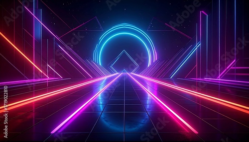 Futuristic neon cityscape