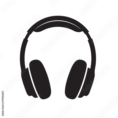 Headphone Silhouette: A minimalist monochrome silhouette of modern headphones, evoking the essence of sound, music, and personal audio enjoyment.